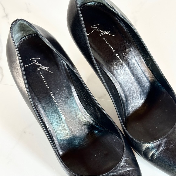Giuseppe Zanotti Black Leather Pumps 8m Pointy Toe Made In Italy - Picture 7 of 10